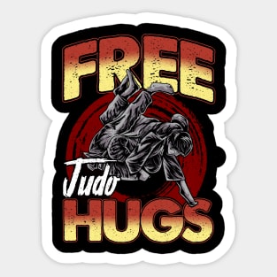 Funny Free Judo Hugs MMA Pun Sticker